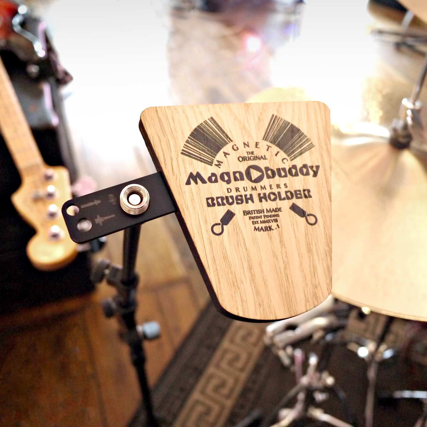 The original Magnobuddy mounted on drum hardware